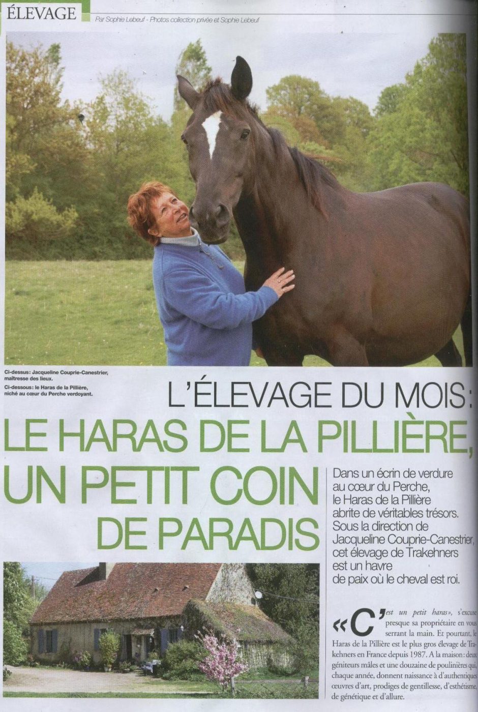 Article de presse : « L’élevage du mois — Le Haras de la Pillière, un petit coin de paradis »